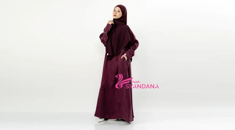Abaya Cupro Natural Fabrics Nubuck Silk Model Abaya Minimalis Premium yang Sedang Tren